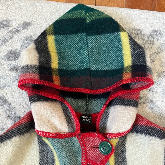 Vintage Plaid Wool Poncho - Picture 2 of 6